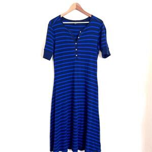 Lauren Ralph Lauren Nautical Preppy Dress Size XL Blue Striped Thermal Fisherman